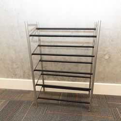 Gray and black metal 5 tier shoe rack

