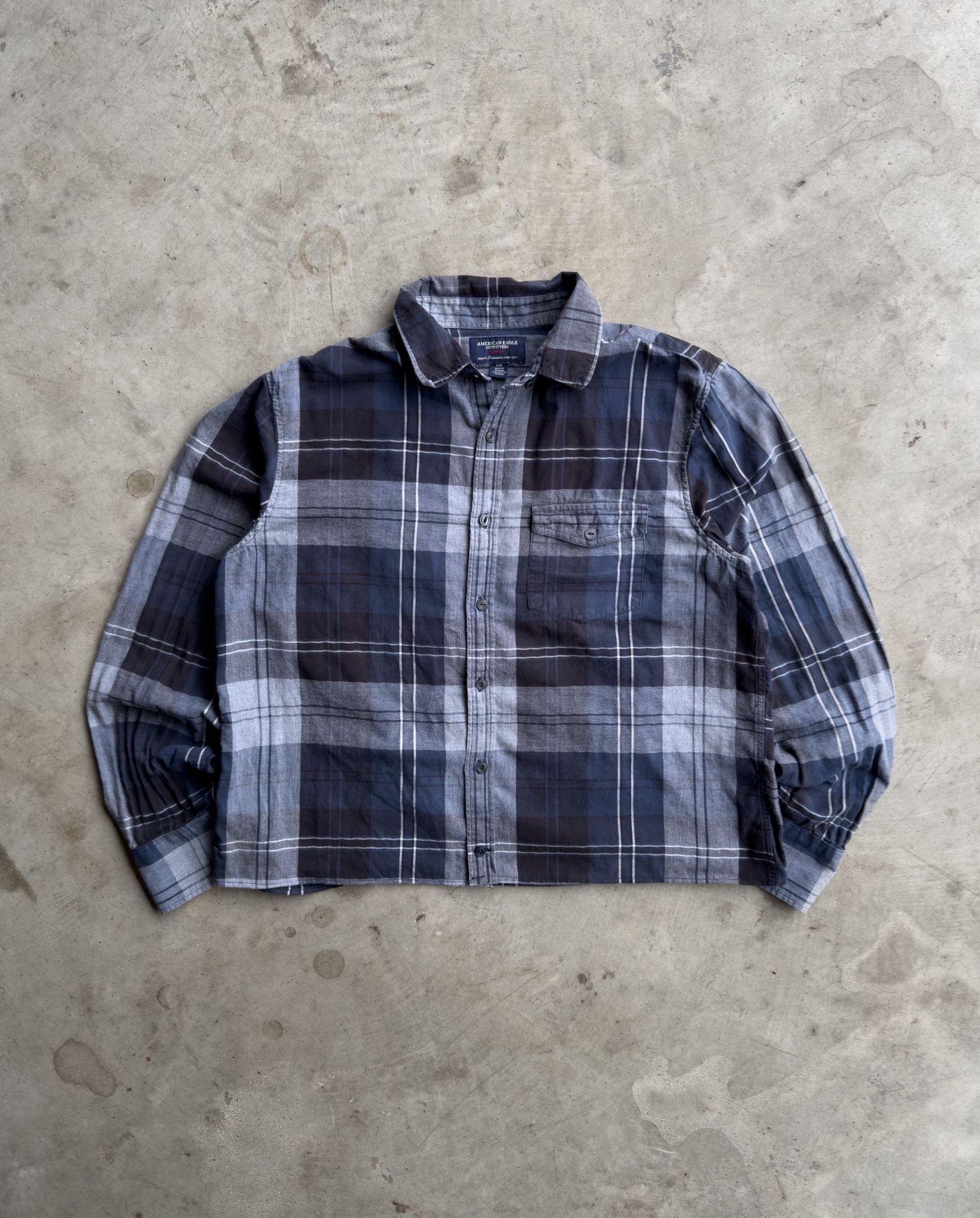 Vintage Cropped Plaid Button Down Shirt - S