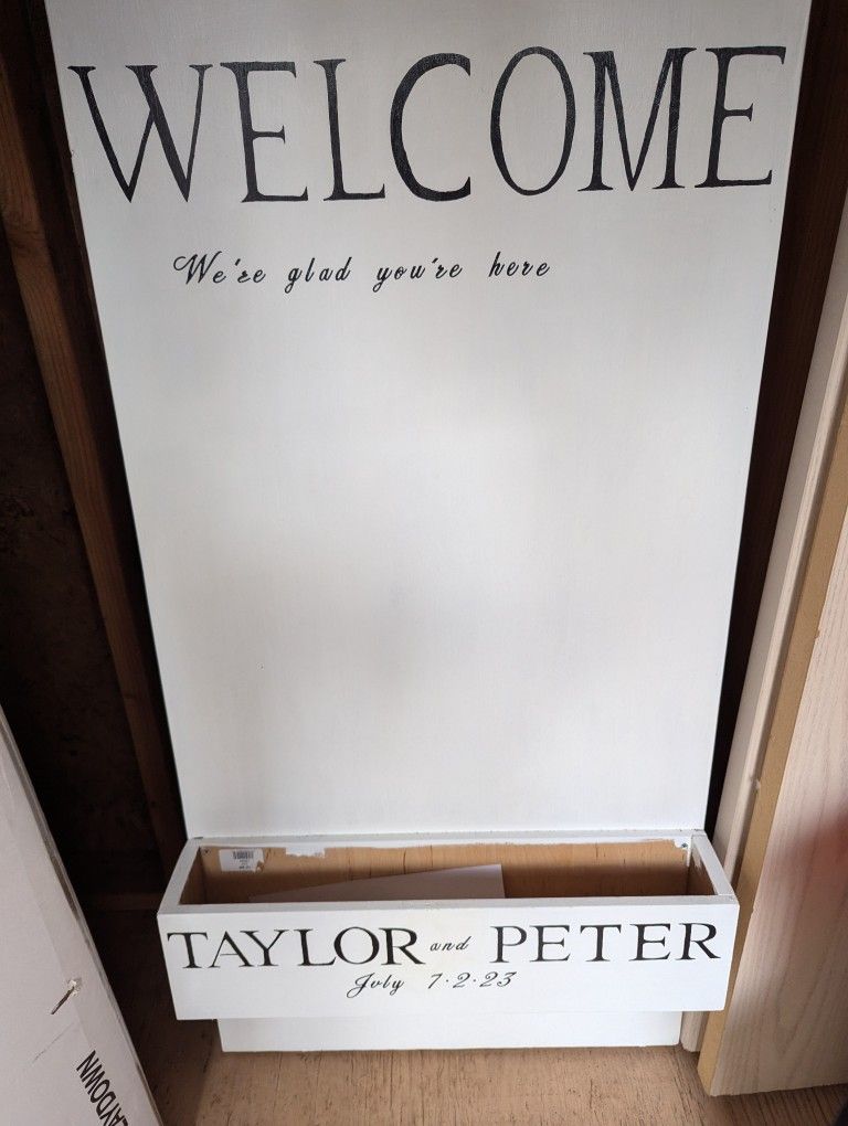Sandwich Board Welcome Sign With Planter Box