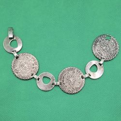 Vintage Sterling 925 Mayan/Aztec Calendar Bracelet