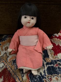 9" Japanese Itchimatsu Baby Girl Doll in Kimono Sitting Soft Body