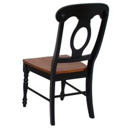 Rooms To Go Two traditional cherry/black dining chairs black rub-through finish contrasting with a