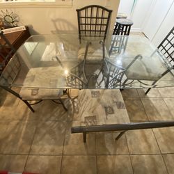 Glass Dining Table With Metal Legs