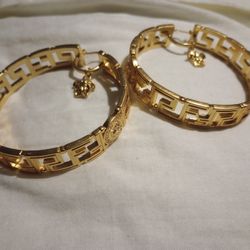 FENDACE (FENDI-VERSACE COLLAB) 2 1/2" EXTRA SIZE HOOP EARRINGS