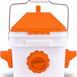 10 Pounds Chicken Feeder with 4 Ports, Rainproof Poultry Feeder for Up to 10 Adult Chickens or 15 Chicks(Orange