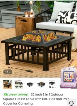 32” Metal Fire Pit, BBQ Grill