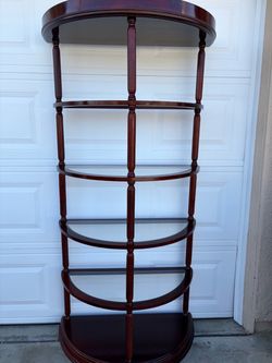 Mahogany Half-Moon 6-Tier Display Shelf