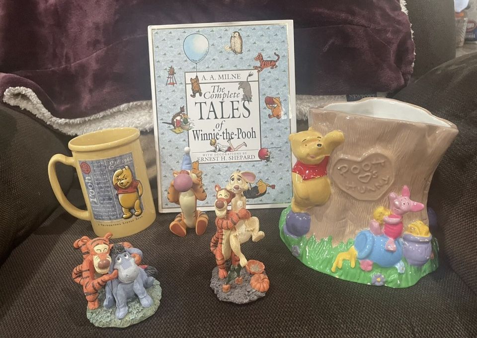 LOT OF Disney• Winnie The Pooh•BOOK•MUG•jar•FIGURINES•6 Items•see Photos!!!