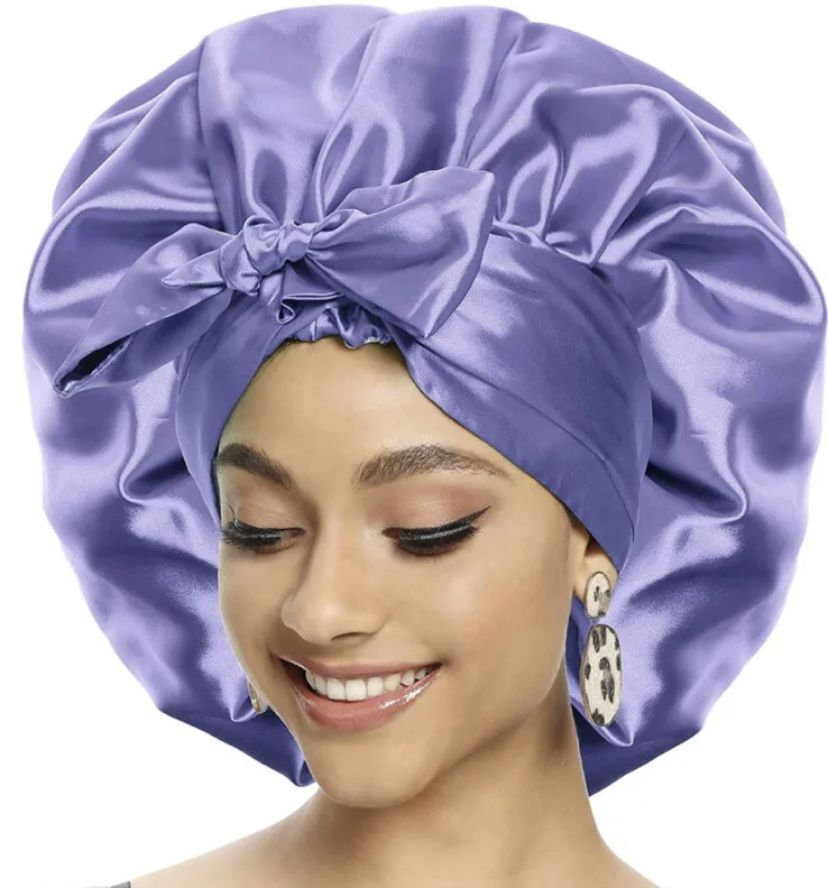 Silk Bonnets for Women, Satin Bonnet for Curly Hair Sleeping, Extra Large Satin Bonnet for Natural Hair with Tie, Satin Scarf for Hair Wrapping At Nig