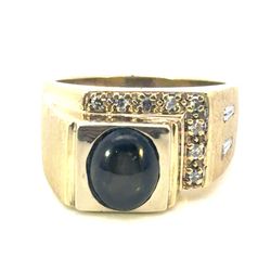 Men’s 14k Yellow Gold Diamond And Oval Cats Eye Cabochon Stone Ring Size 11 GP3124956