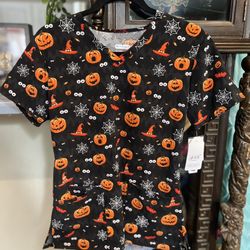 Halloween Pumpkins Scrubs Shirt 