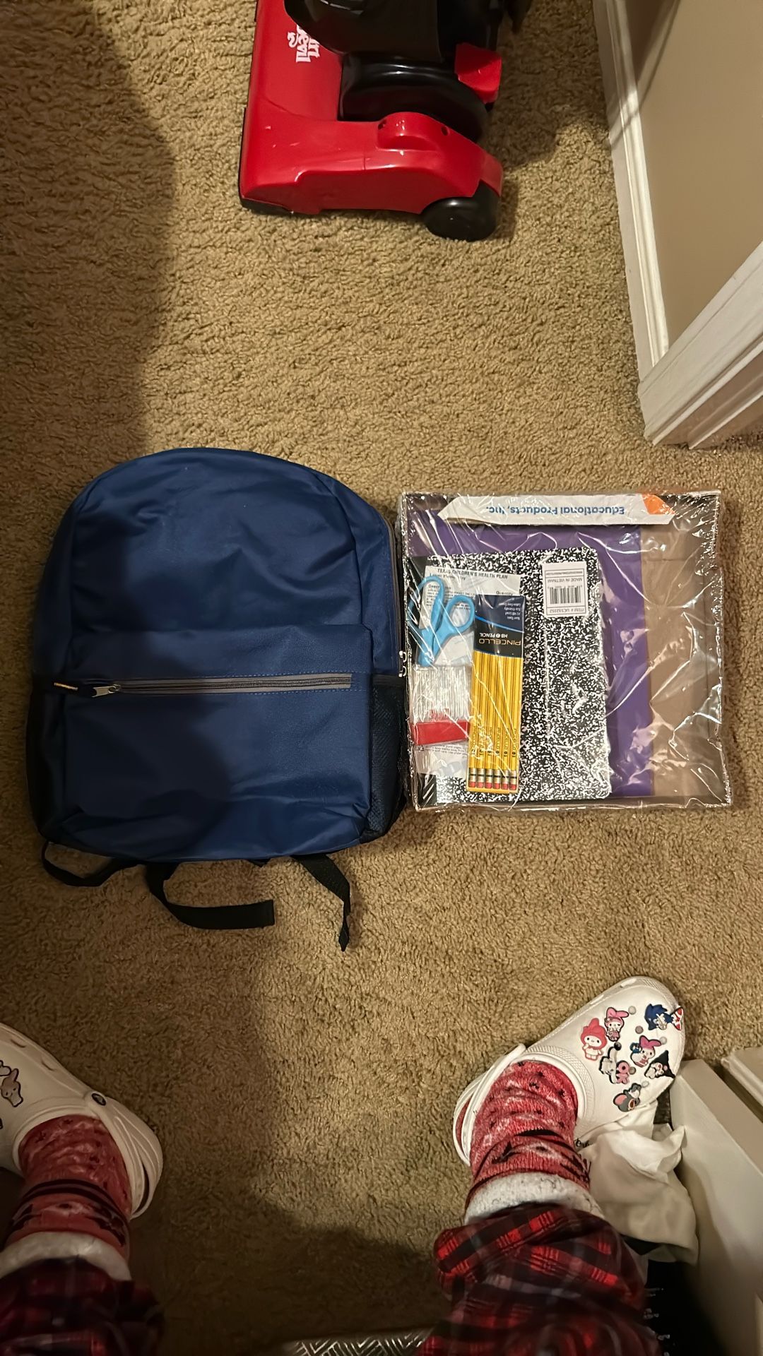 Backpack and school supplies