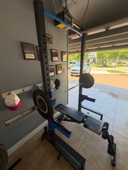 Weight Bench with Squat Rack and Barbell