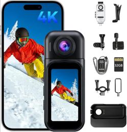 NEW - Body Camera 4K Waterproof with APP Hands-Free POV Vlogging