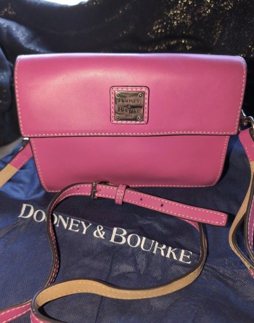 "Dooney & Bourke" Hot Pink Leather "Beacon Binocular, Cross-Body Bag"