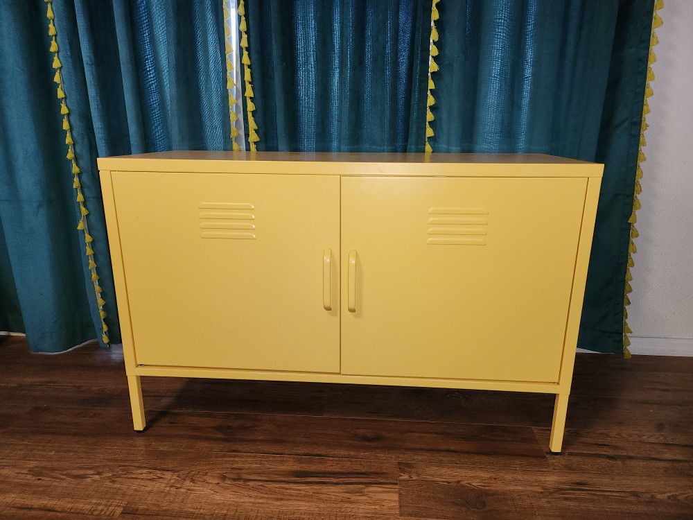 Yellow Locker Style Storage Cabinet