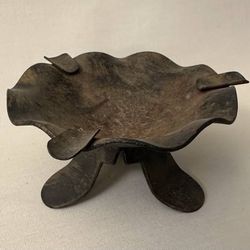 Antique 3 Footed Copper Iron Lotus Collectible Cigar Ashtray
