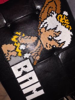 Handmade Bam Bam Perler Bead Retro Cartoon Pixel Art
