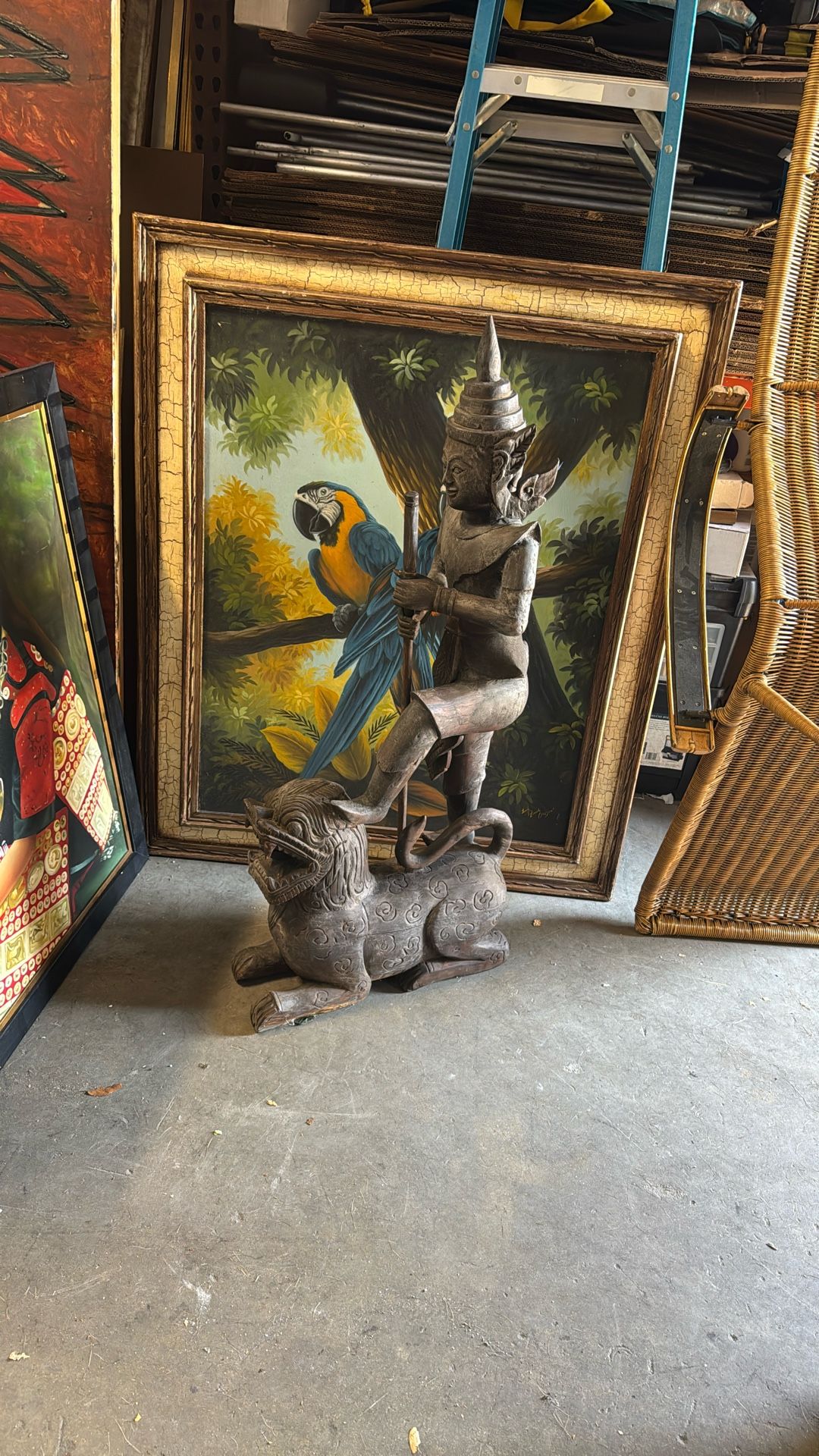 Southeast Asian hand-carved wooden statue