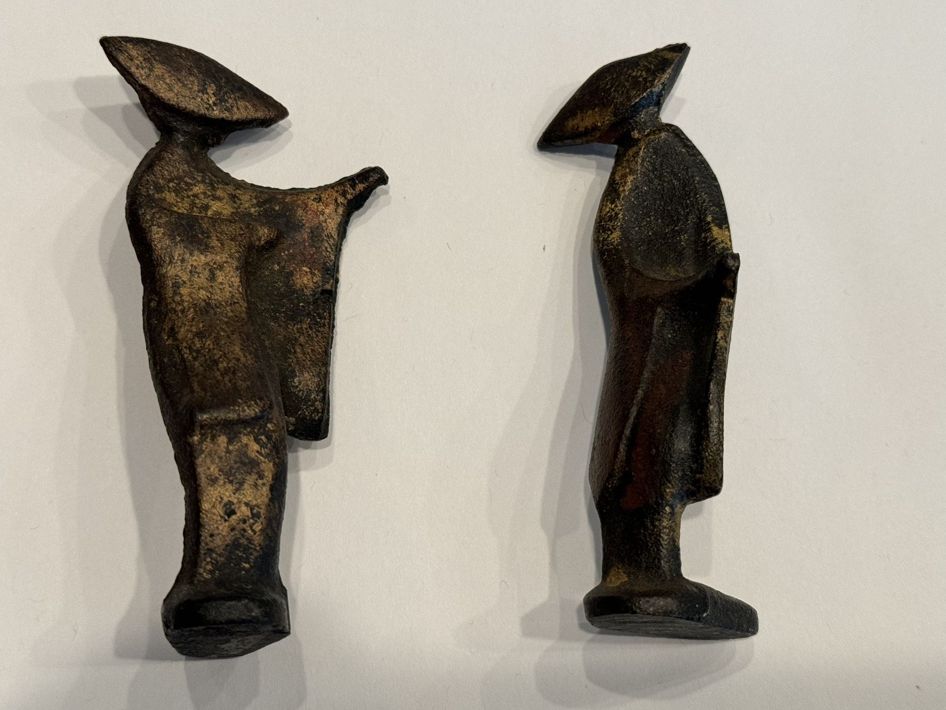 VTG Mid Century Modern 2 Cast Iron Geisha Women Statues Figurines 4.25"