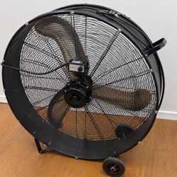 Large Heavy-Duty Industrial Drum Fan with Wheels