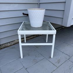 Outdoor Table With Plant Pot