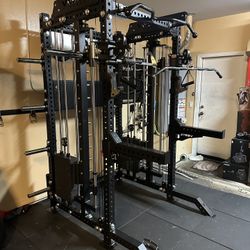 PRO SERIES Ultimate 3-1 Half Rack Functional Trainer w/Smith Machine Bar | 400lb Stack | Gym Equipment | Fitness | Commercial | Squat Rack 