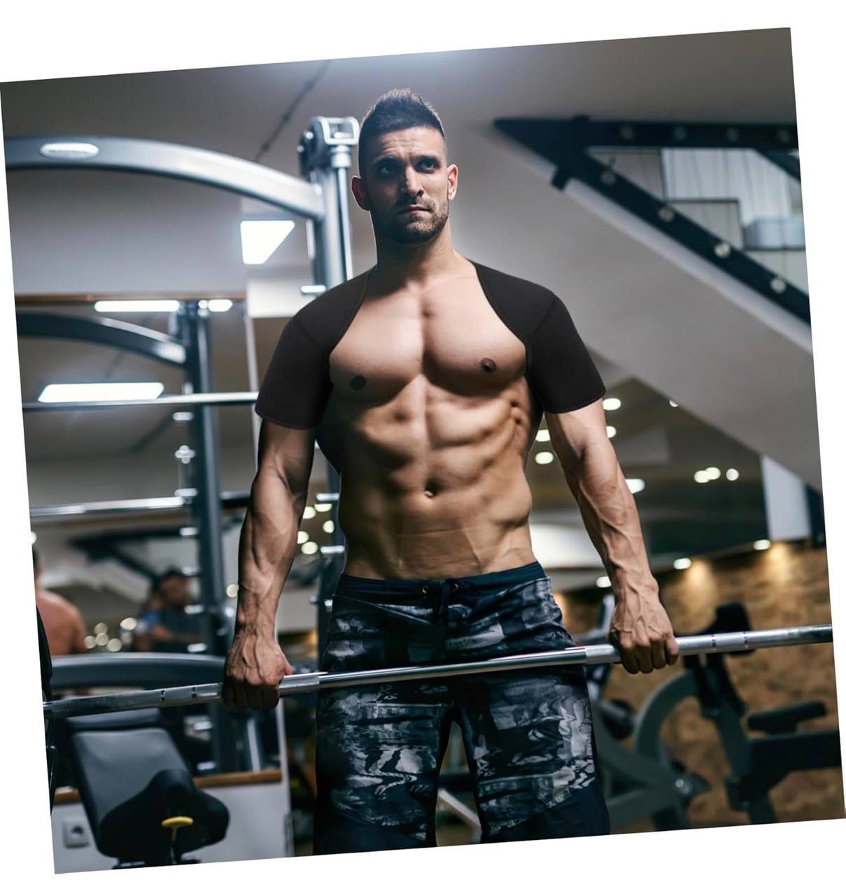 Double Shoulder Support Compression Sleeve for Sports Warm Cover Pad for Mountaineering and Exercise Fits Shoulder Color: Black, Size: L