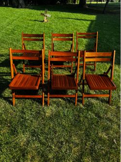 6 oak wooden foldable chairs