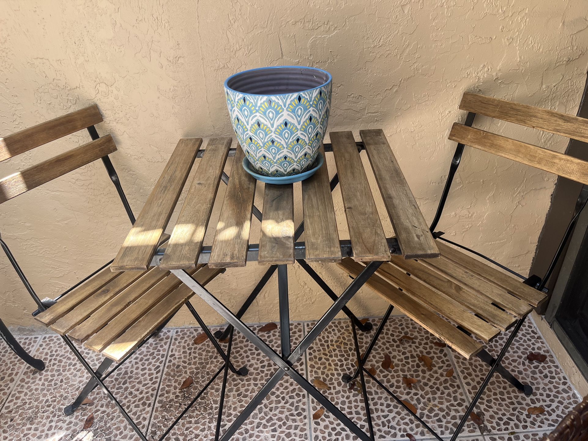 Patio Table Set With Wine Rack Serving Side Table 