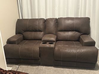 Dark brown reclining sofa – barely used Dark brown reclining sofa – barely used