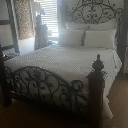 Wrought Iron And Wood Queen Size Bed $200