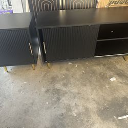 55.7 InchesTV Media Stand with Storage Cabinet
