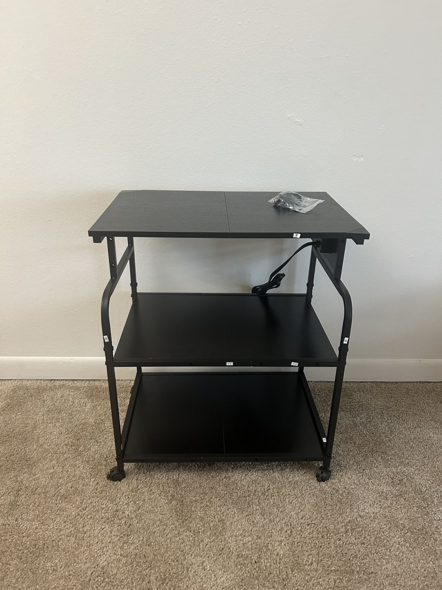 3 Tier Large Printer Stand with Power Outlet/Adjustable Storage Shelf,