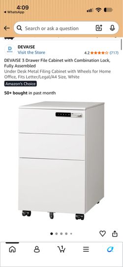 DEVAISE 3 Drawer White Metal File Cabinet