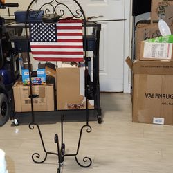 American Flag Iron Stand w/LED Light