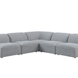Miramar Wood / Foam / Linen Grey Modular Sectional

