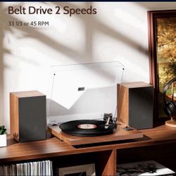 1 by ONE Bluetooth Turntable HiFi System with 36 Watt Bookshelf Speakers,