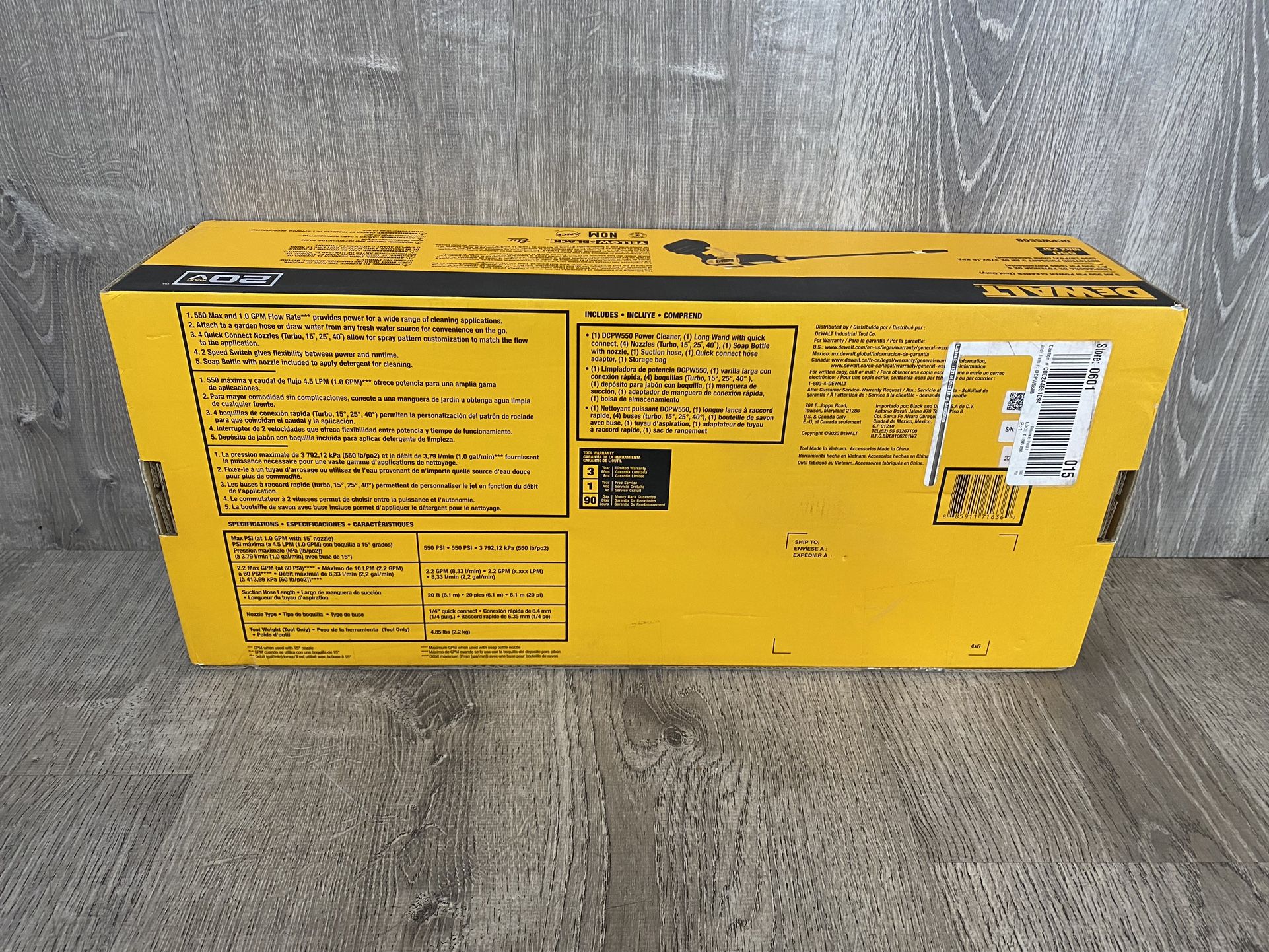 DEWALT 550 PSI POWER CLEANER DCPW550B