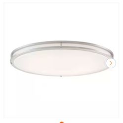 Commercial Electric 1-Pack Commercial Electric 32 in. Modern Brushed Nickel Dimmable Integrated LED Flush Mount for Kitchens