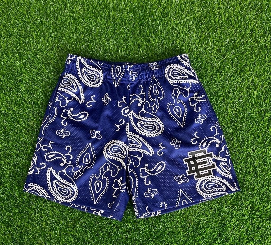 Blue bandana patch (Eric Emanuel) shorts