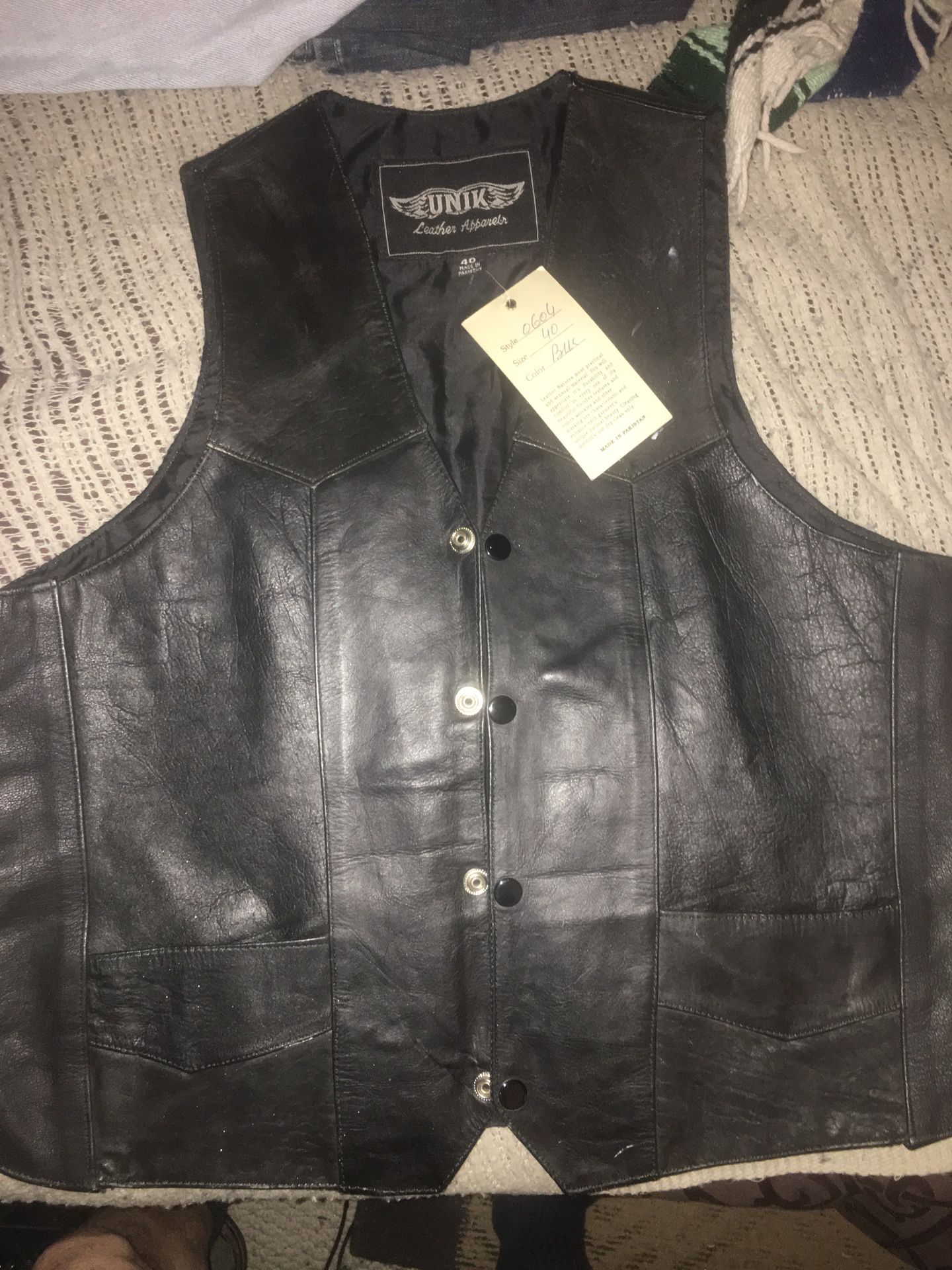 New leather motorcycle vest size 40 only $40 firm