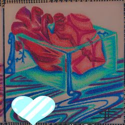 Heart on ice canvas drawings 4x4 set