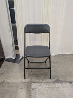Grey Plastic Folding Chair with Metal Frame