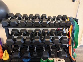 Dumbbells 5 to 50 lib and rack