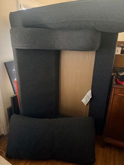 Dark Gray Upholstered love seat couch with Cushion
