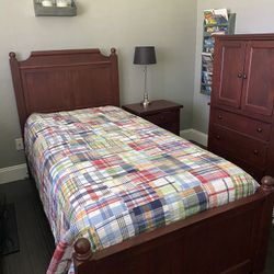 Rustic Red Twin Bedroom Set With Mattress and Box Spring