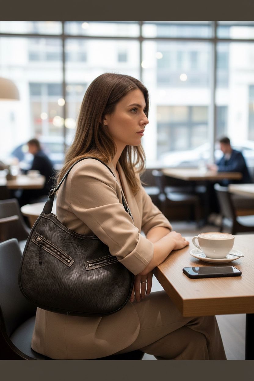 Dooney & Bourke Black Circle Hobo Purse Pebble Leather Great! Satchel