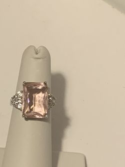 Large Pink Emerald Cut Statement Ring Size 5.25 For $15