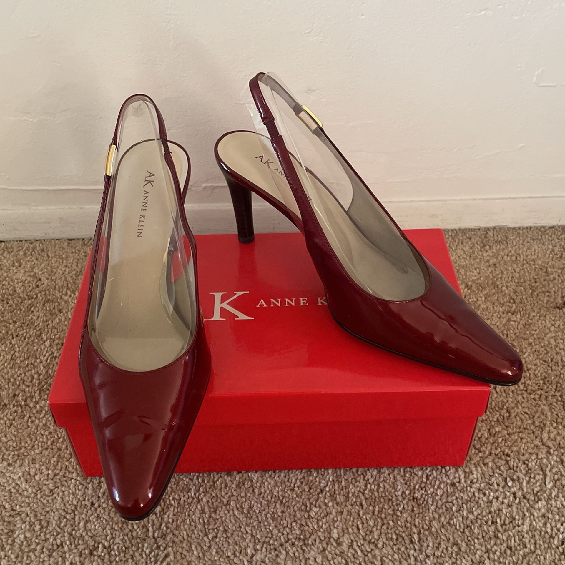 Anne Klein Burgundy Sling Back Heels (size 9)